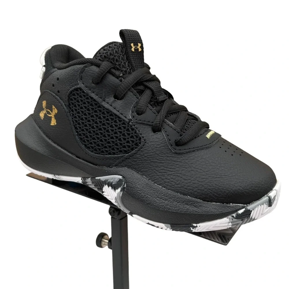Under Armour Lockdown Little Boy's Leather Basketball Shoe Size 12 Black Lace Up